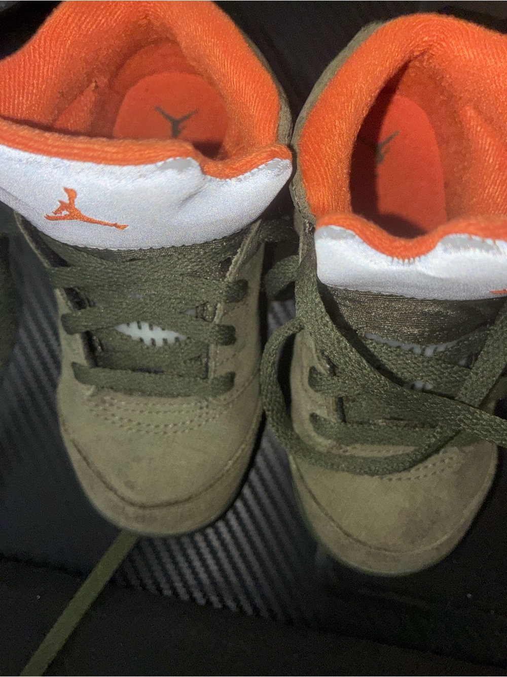 Nike Kids Olive Green and Orange High-Top Sneakers